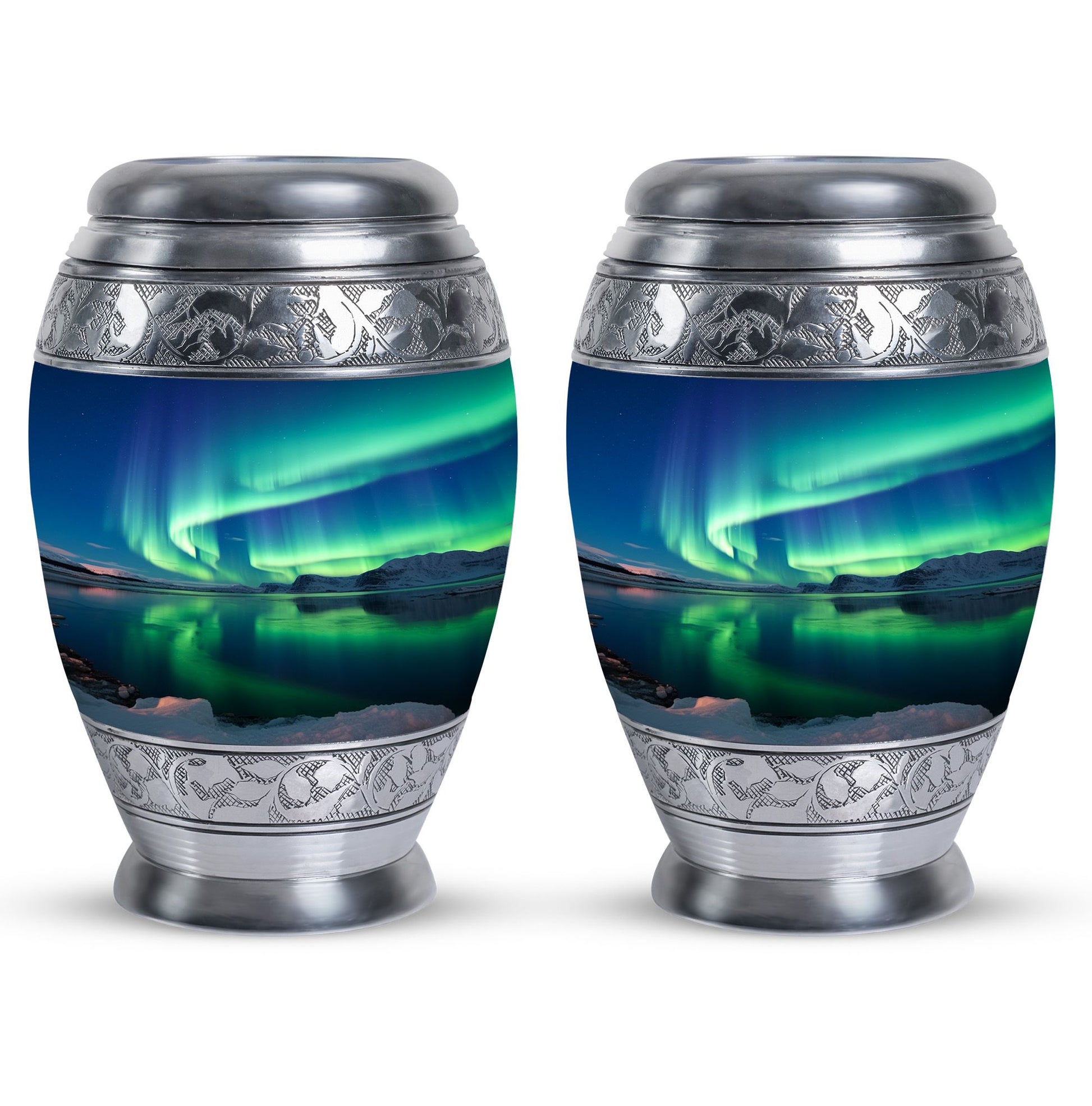 Frozen Landscape - Northern Lights Teardrop, Heart Cremation Urn