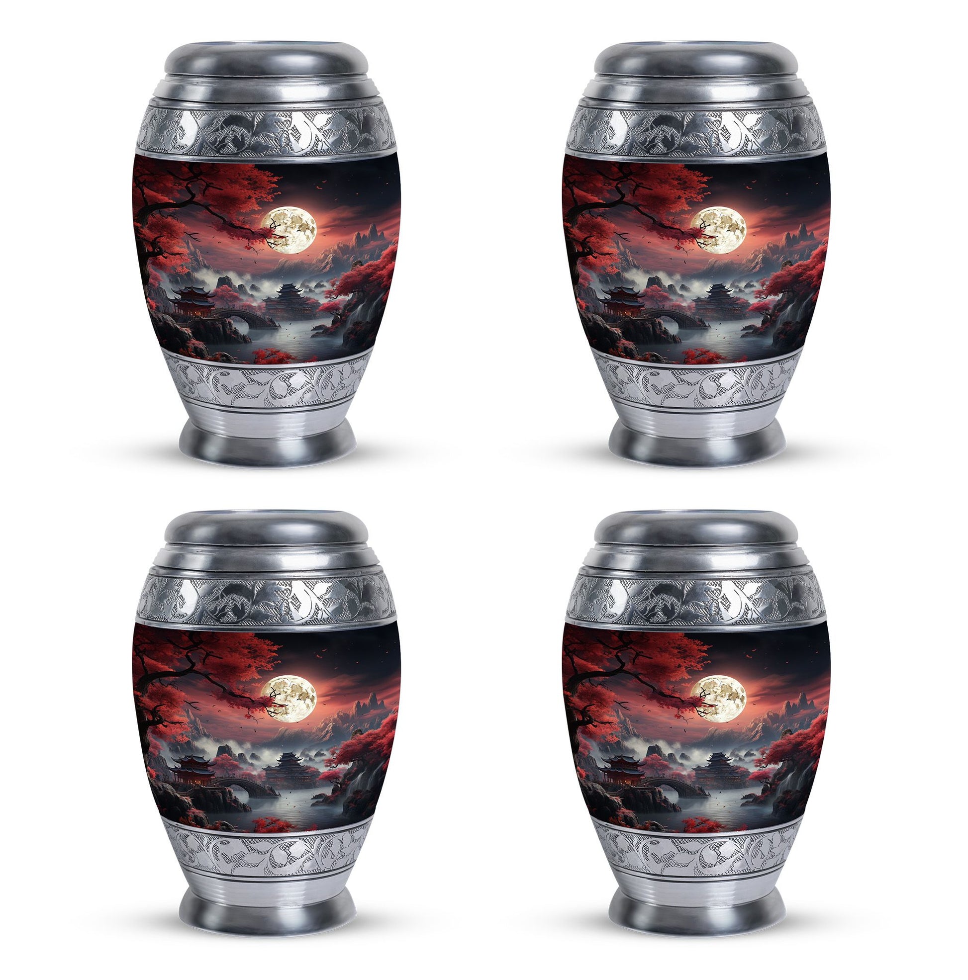Moonlit Sakura - Moon Urn Large Teardrop, Heart Urn For Ashes