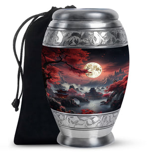 Moonlit Sakura - Moon Urn Large Teardrop, Heart Urn For Ashes