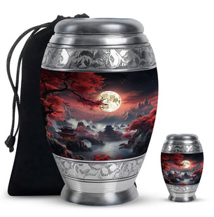 Moonlit Sakura - Moon Urn Large Teardrop, Heart Urn For Ashes