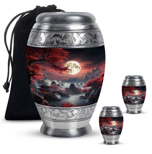 Moonlit Sakura - Moon Urn Large Teardrop, Heart Urn For Ashes