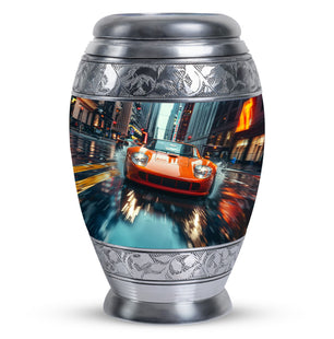 Racing Through Rain - Car Urn Teardrop, Heart Cremation Urn For Ashes