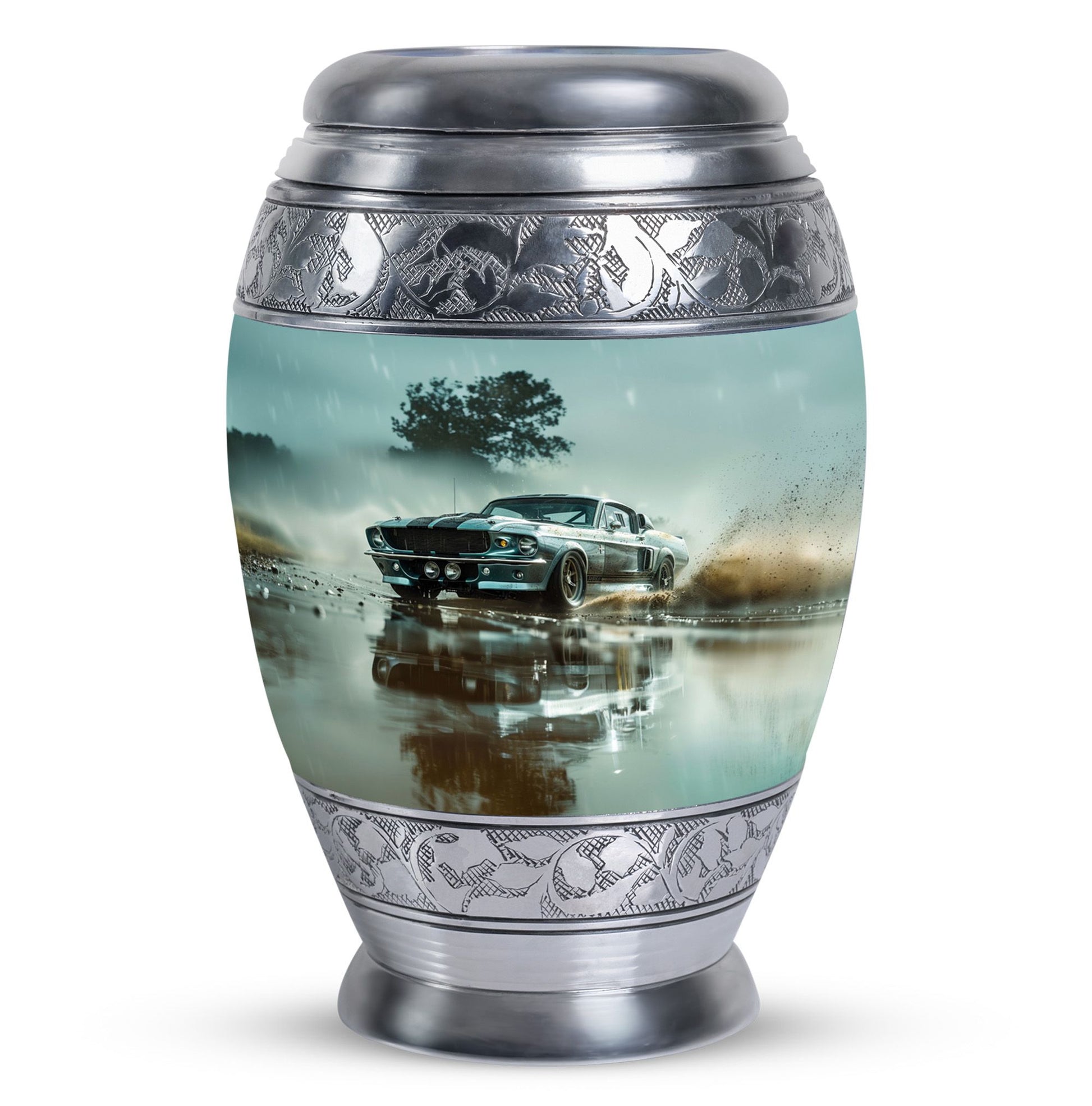 Classic Muscle In The Rain - Car Urn Teardrop, Heart Cremation Urn