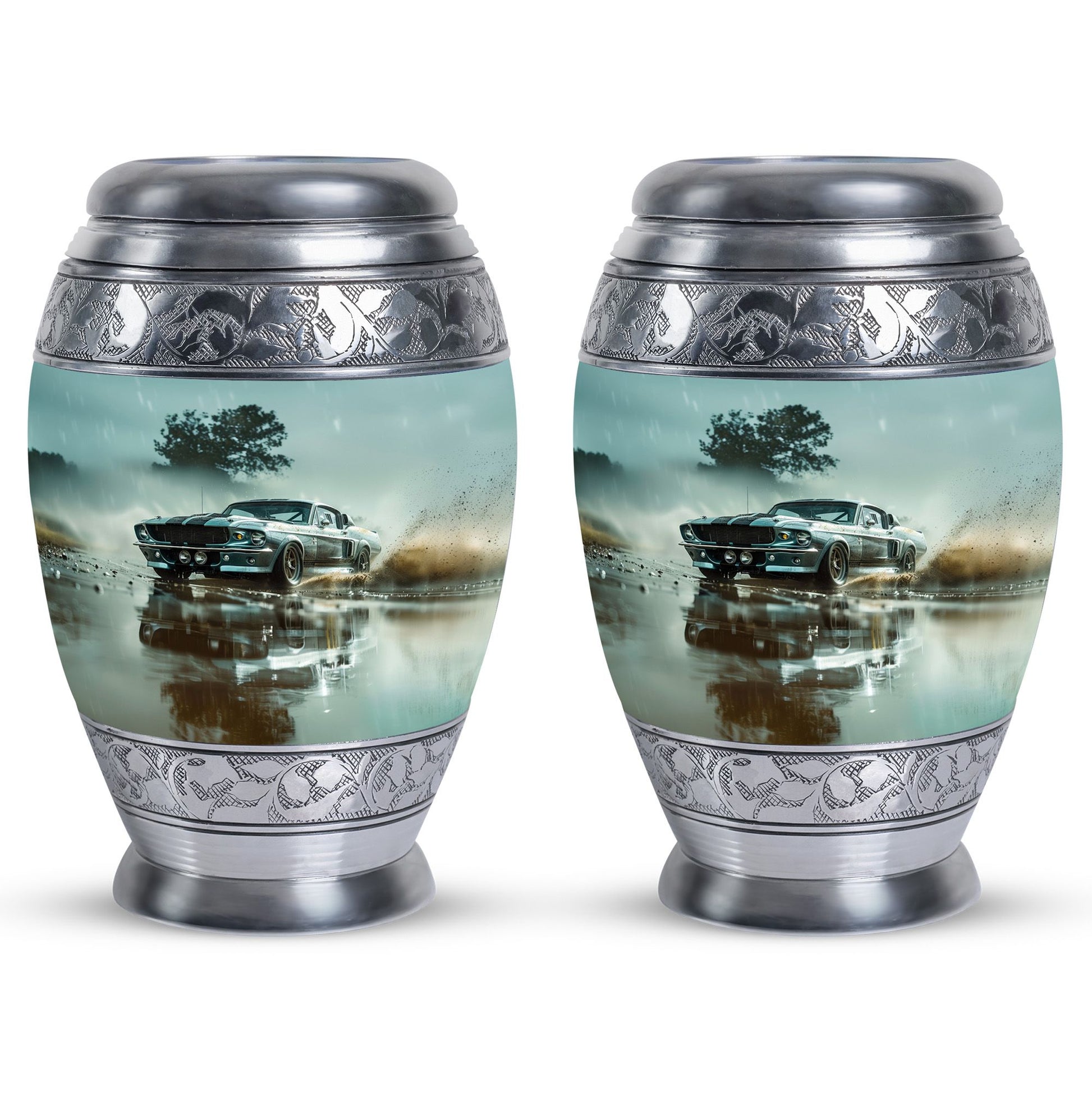 Classic Muscle In The Rain - Car Urn Teardrop, Heart Cremation Urn