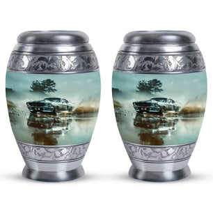 Classic Muscle In The Rain - Car Urn Teardrop, Heart Cremation Urn