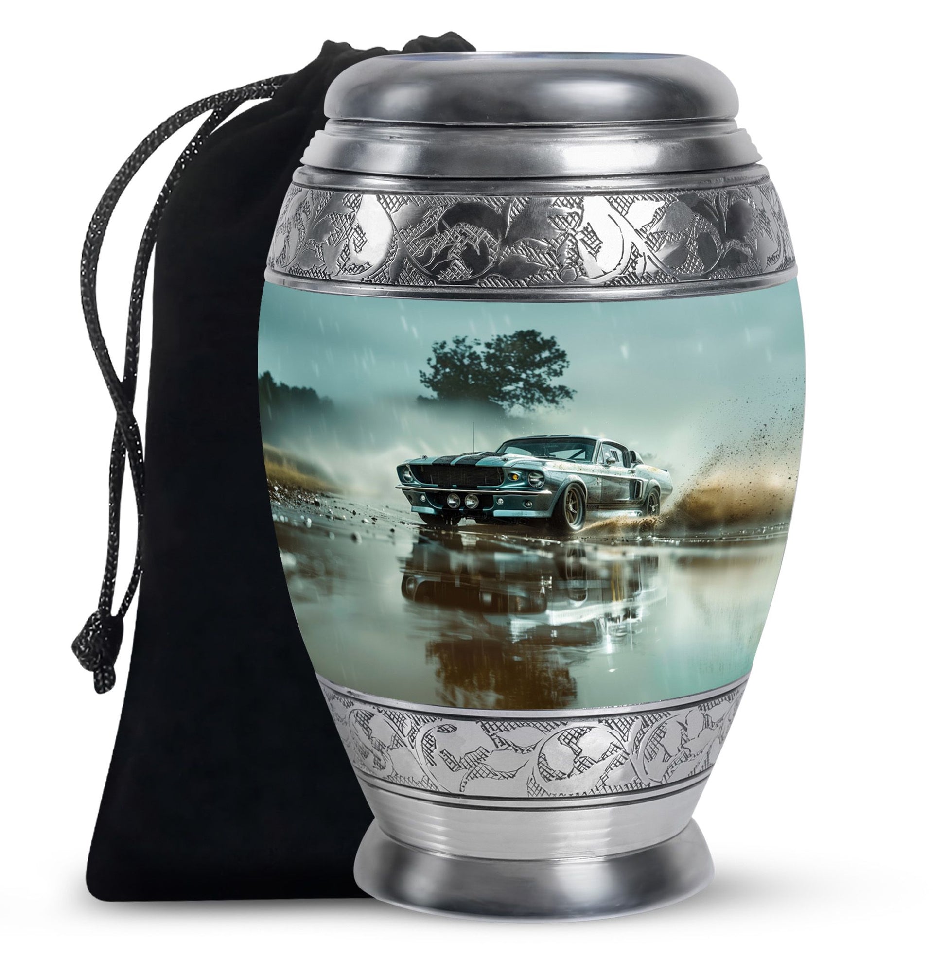 Classic Muscle In The Rain - Car Urn Teardrop, Heart Cremation Urn