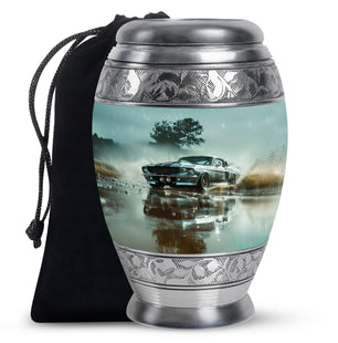 Classic Muscle In The Rain - Car Urn Teardrop, Heart Cremation Urn