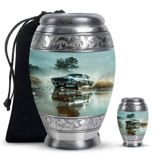 Classic Muscle In The Rain - Car Urn Teardrop, Heart Cremation Urn