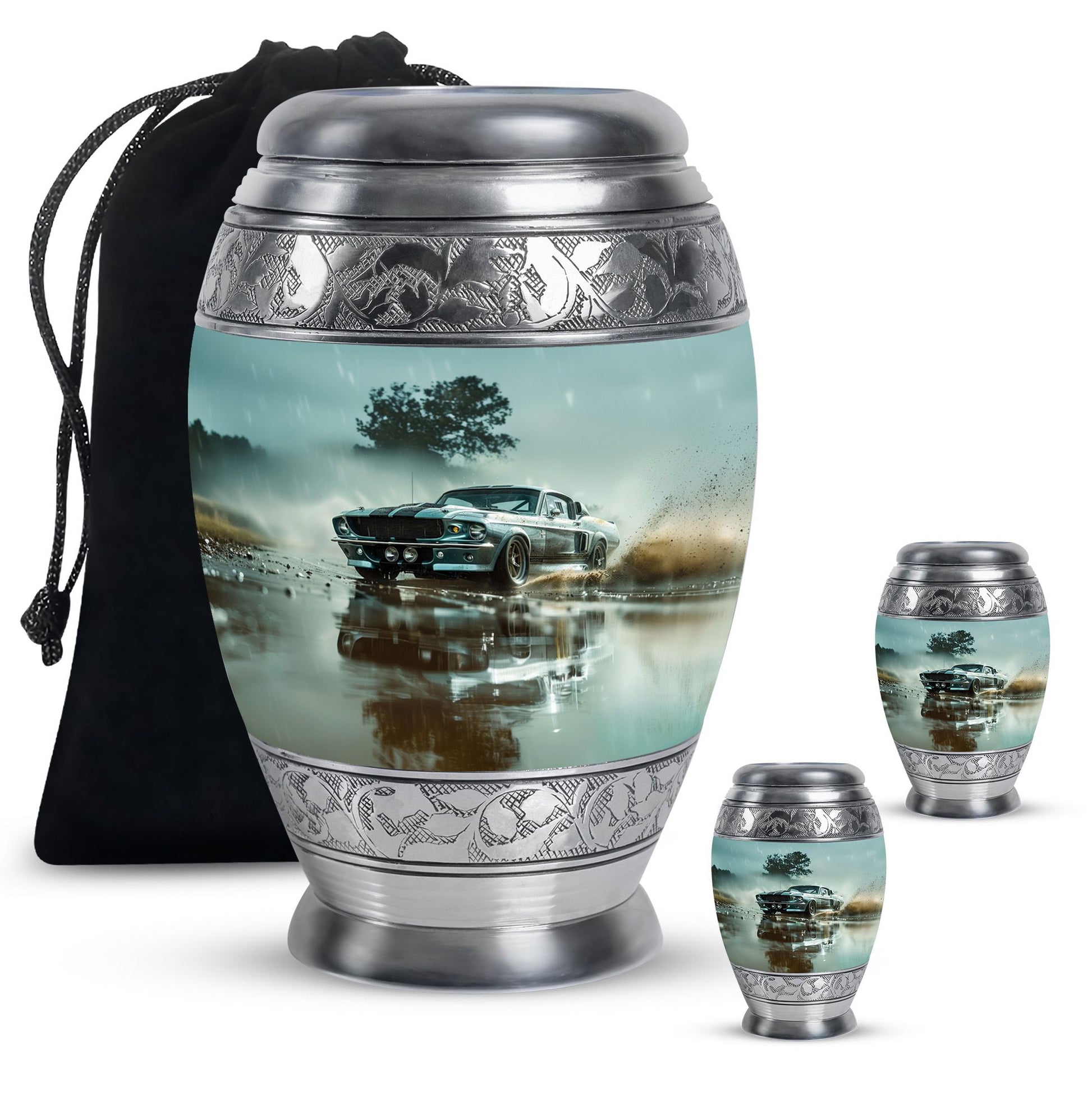Classic Muscle In The Rain - Car Urn Teardrop, Heart Cremation Urn