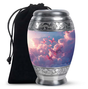 Pink Butterfly Memorial Keepsakes Funeral, Ashes Cremation Urn