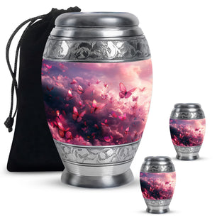 Pink Butterfly Urn For Ashes Adult Funeral, Ashes Cremation Urn