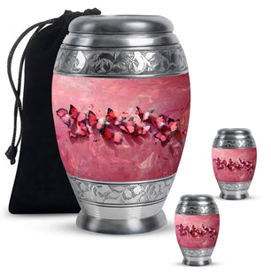 Pink Butterfly Personalized Urn Funeral, Ashes Memorial Urn