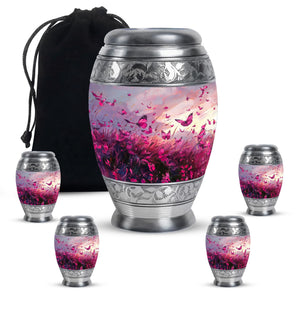Pink Butterfly Burial Urn Funeral, Ashes Cremation Urn For Ashes