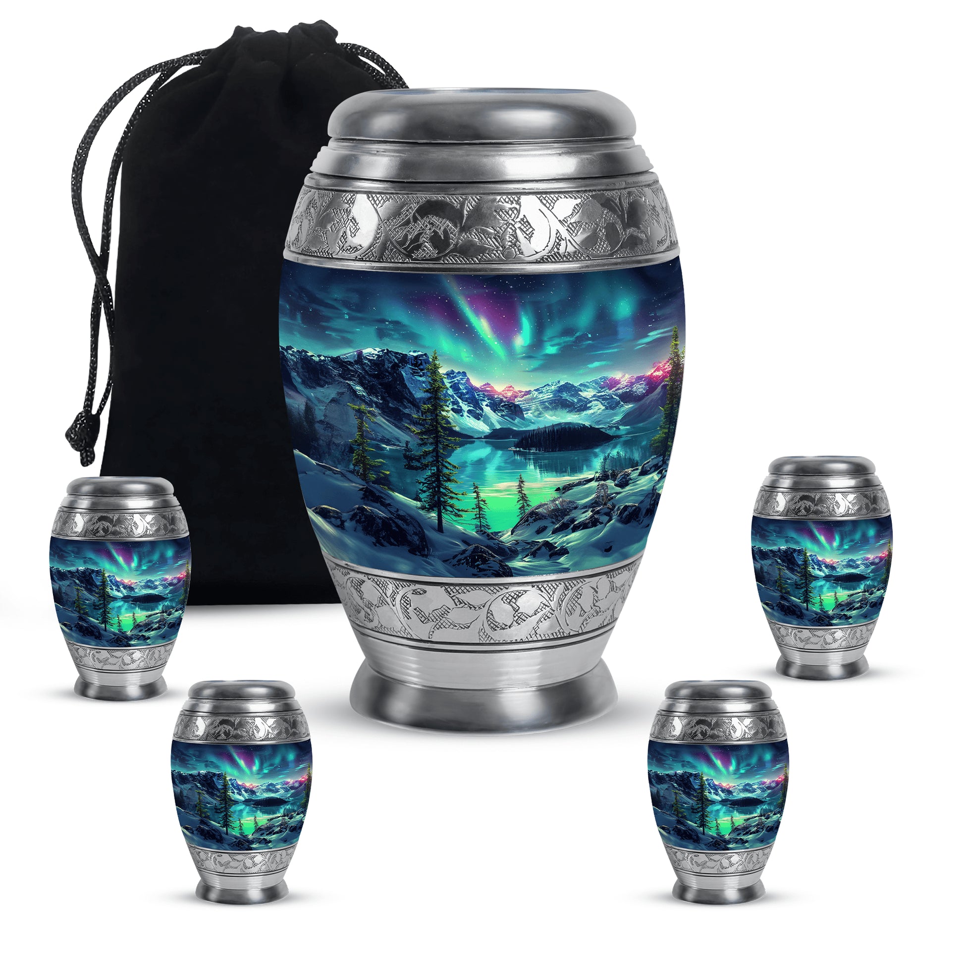 Aurora Borealis Little Urns Large Funeral, Ashes Urn For Ashes
