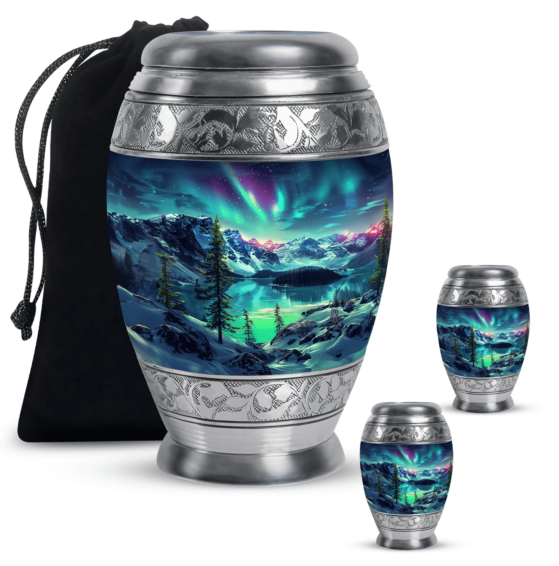 Aurora Borealis Little Urns Large Funeral, Ashes Urn For Ashes