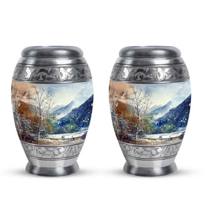 Mountains Urn For Human Remains Funeral, Ashes Memorial Urn