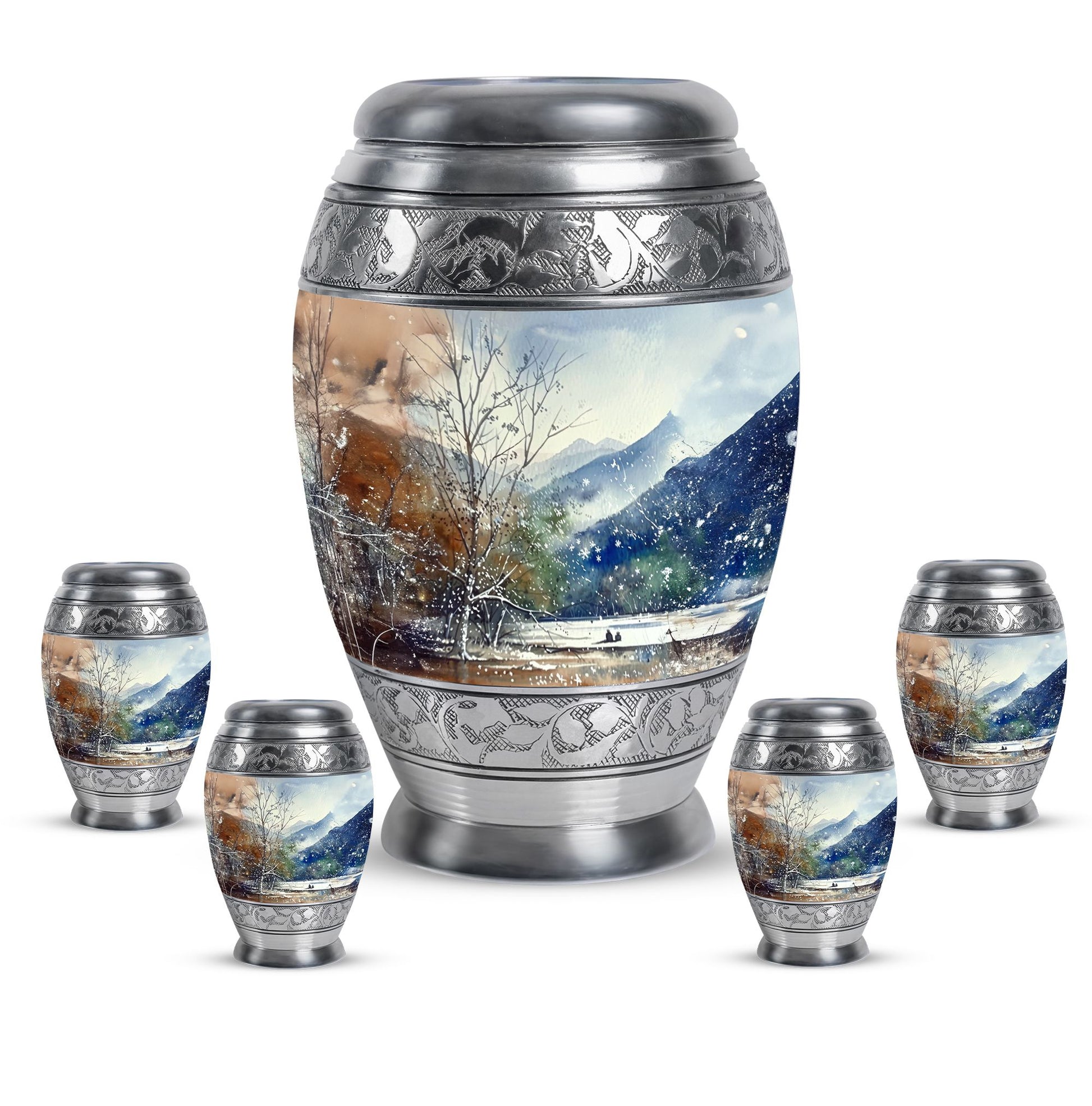 Mountains Urn For Human Remains Funeral, Ashes Memorial Urn