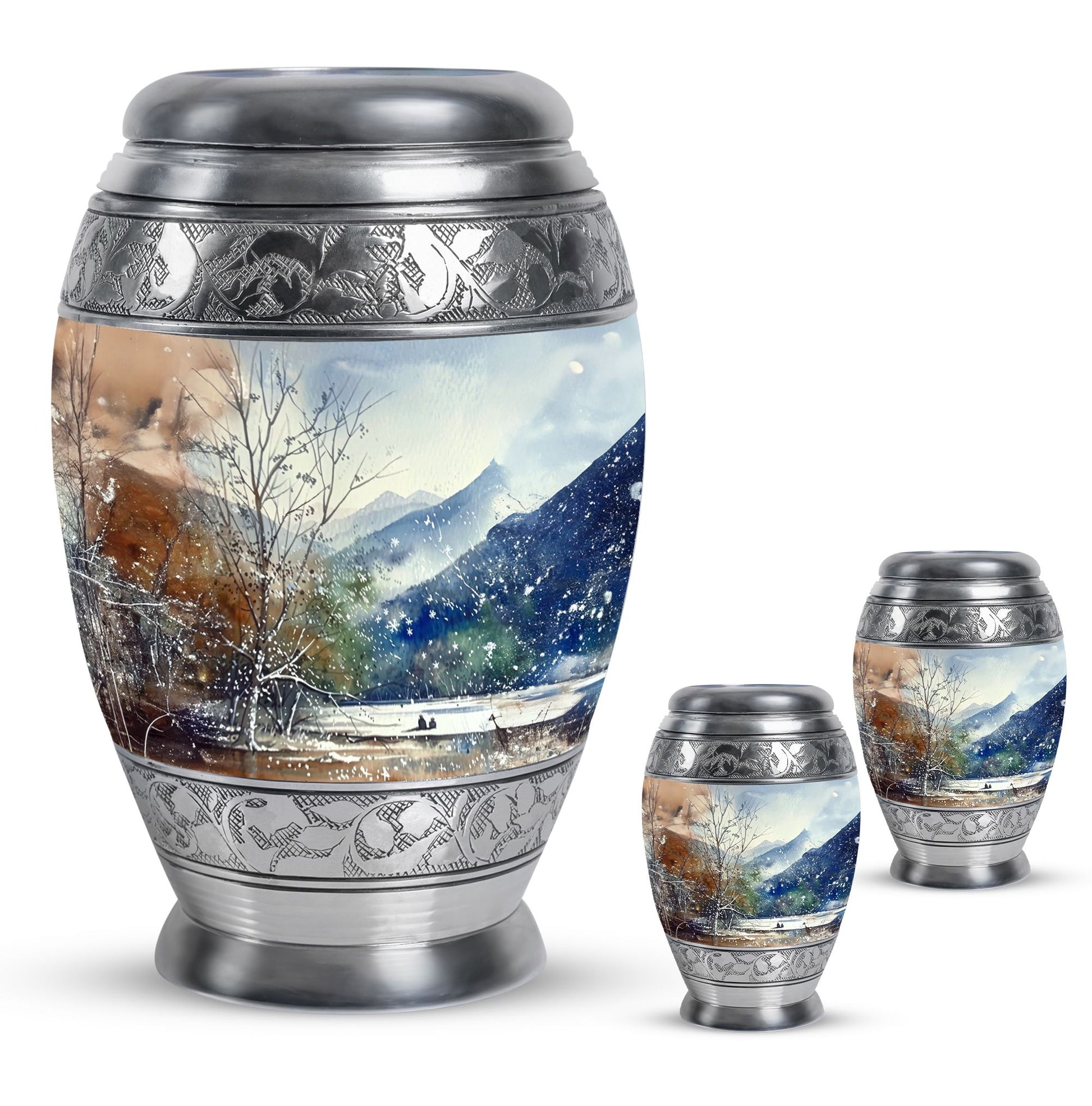 Mountains Urn For Human Remains Funeral, Ashes Memorial Urn