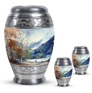 Mountains Urn For Human Remains Funeral, Ashes Memorial Urn