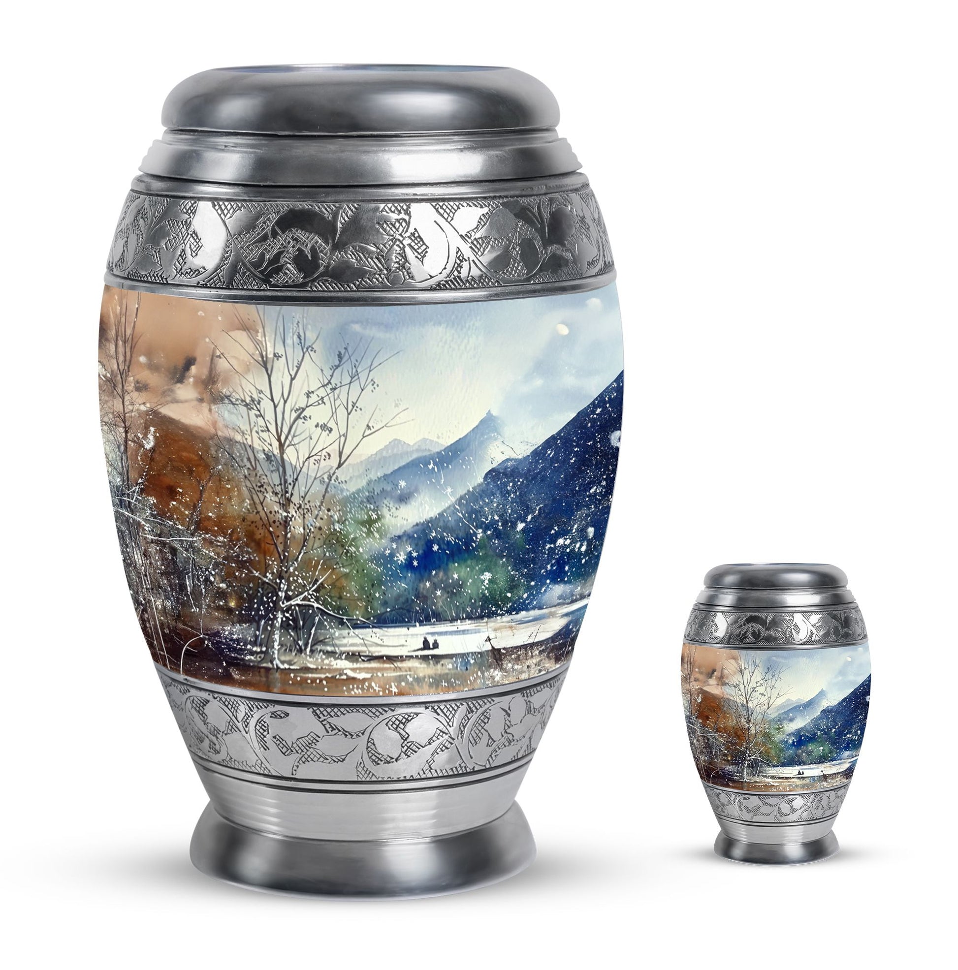 Mountains Urn For Human Remains Funeral, Ashes Memorial Urn