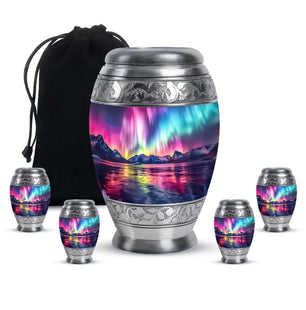 Aurora Borealis Small Keepsake Urn Large Funeral, Ashes Urn For Ashes