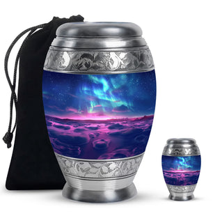 Aurora Borealis Keepsake For Ashes Funeral, Ashes Memorial Urn