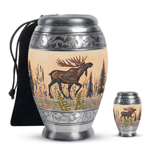 Moose Walking Small Urns For Ashes Funeral, Ashes Urn