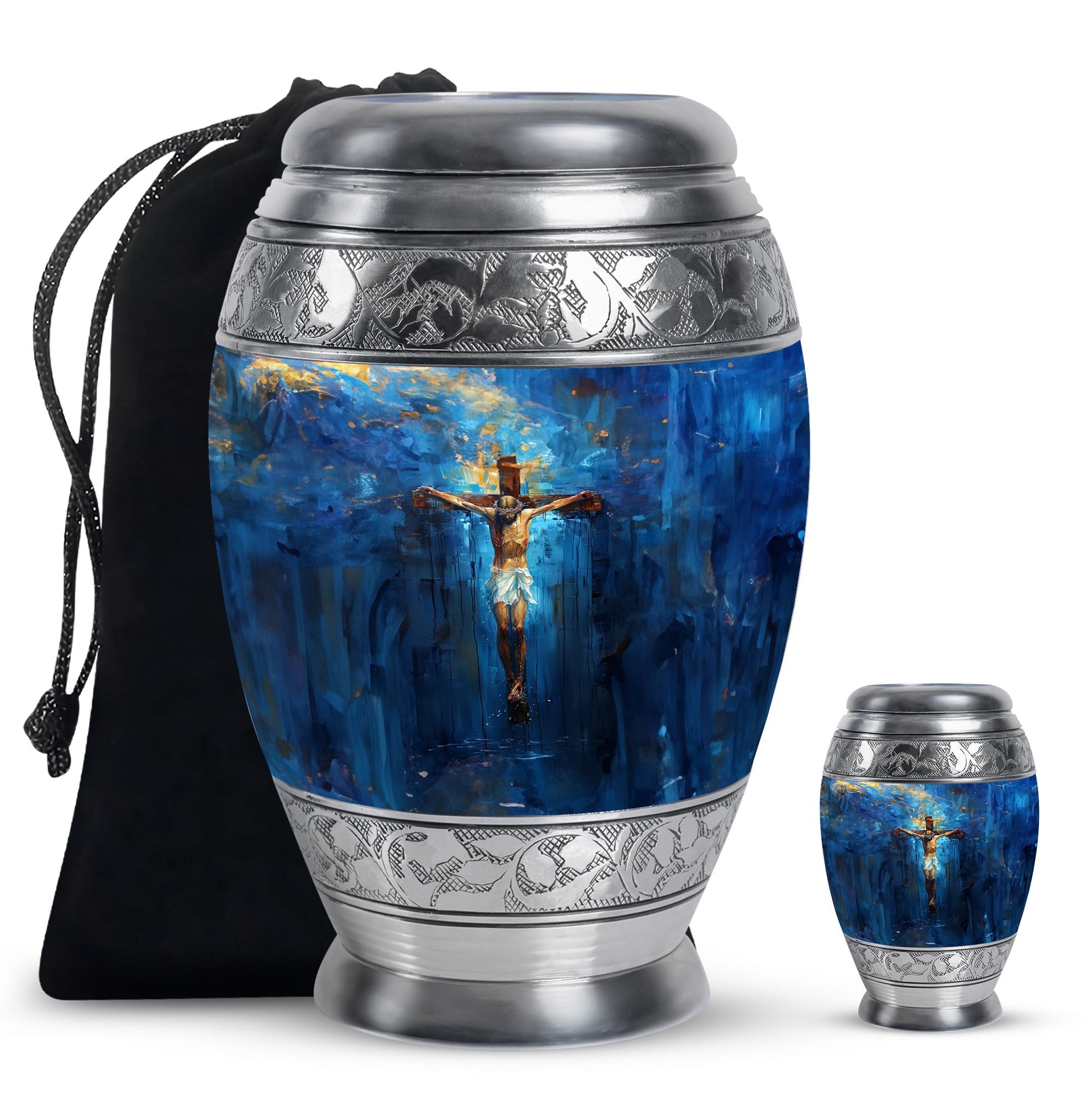 Jesus Theme Large Urn With 1 Keepsake Urn