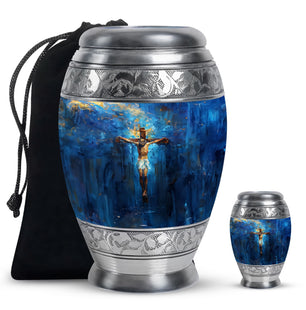Jesus Theme Large Urn With 1 Keepsake Urn