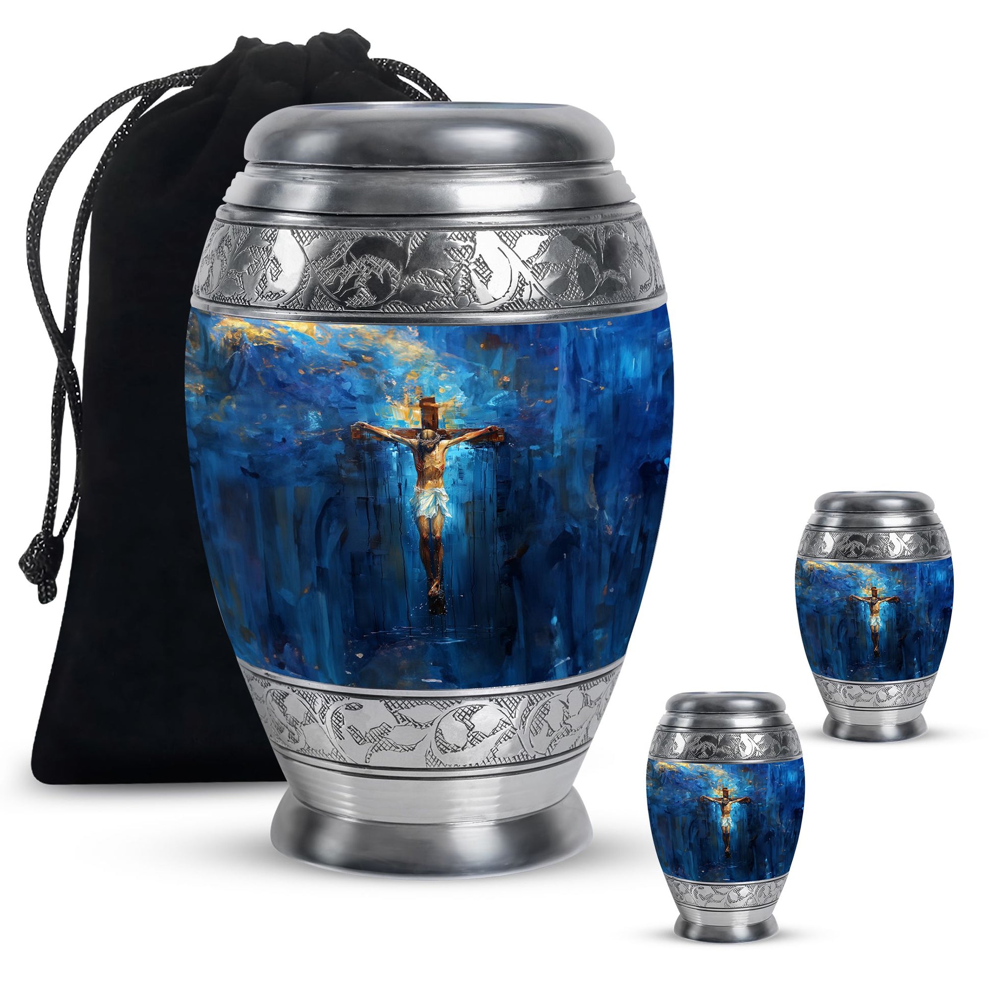 Jesus Theme Large Urn With 2 Keepsake Urn