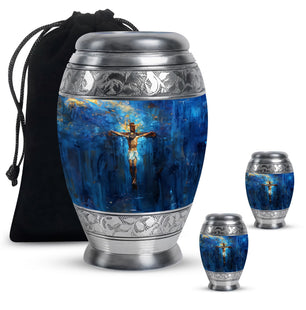 Jesus Theme Large Urn With 2 Keepsake Urn