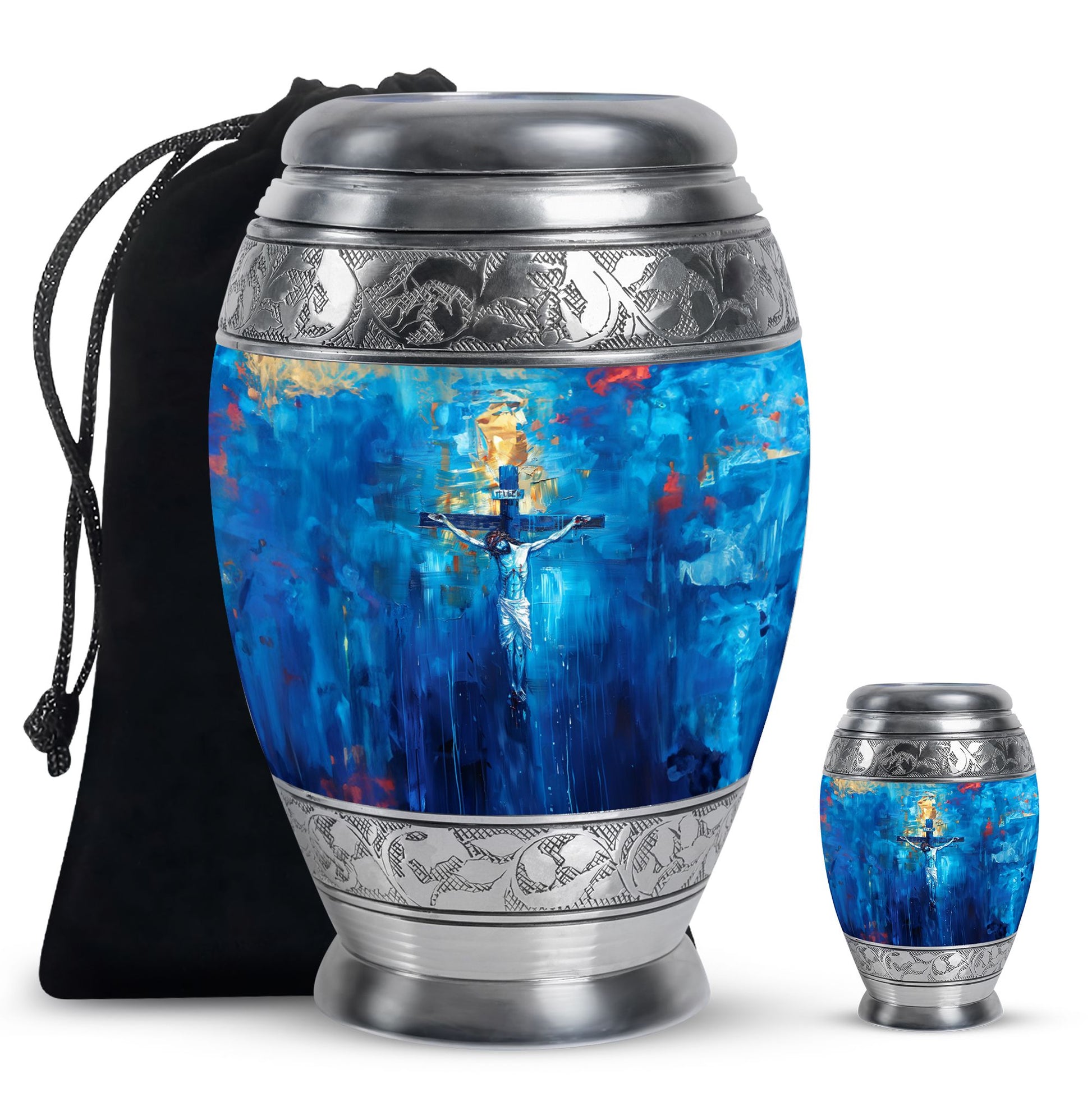 Jesus Theme Large Urn With 1 Keepsake Urn