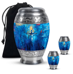 Jesus Theme Large Urn With 2 Keepsake Urn