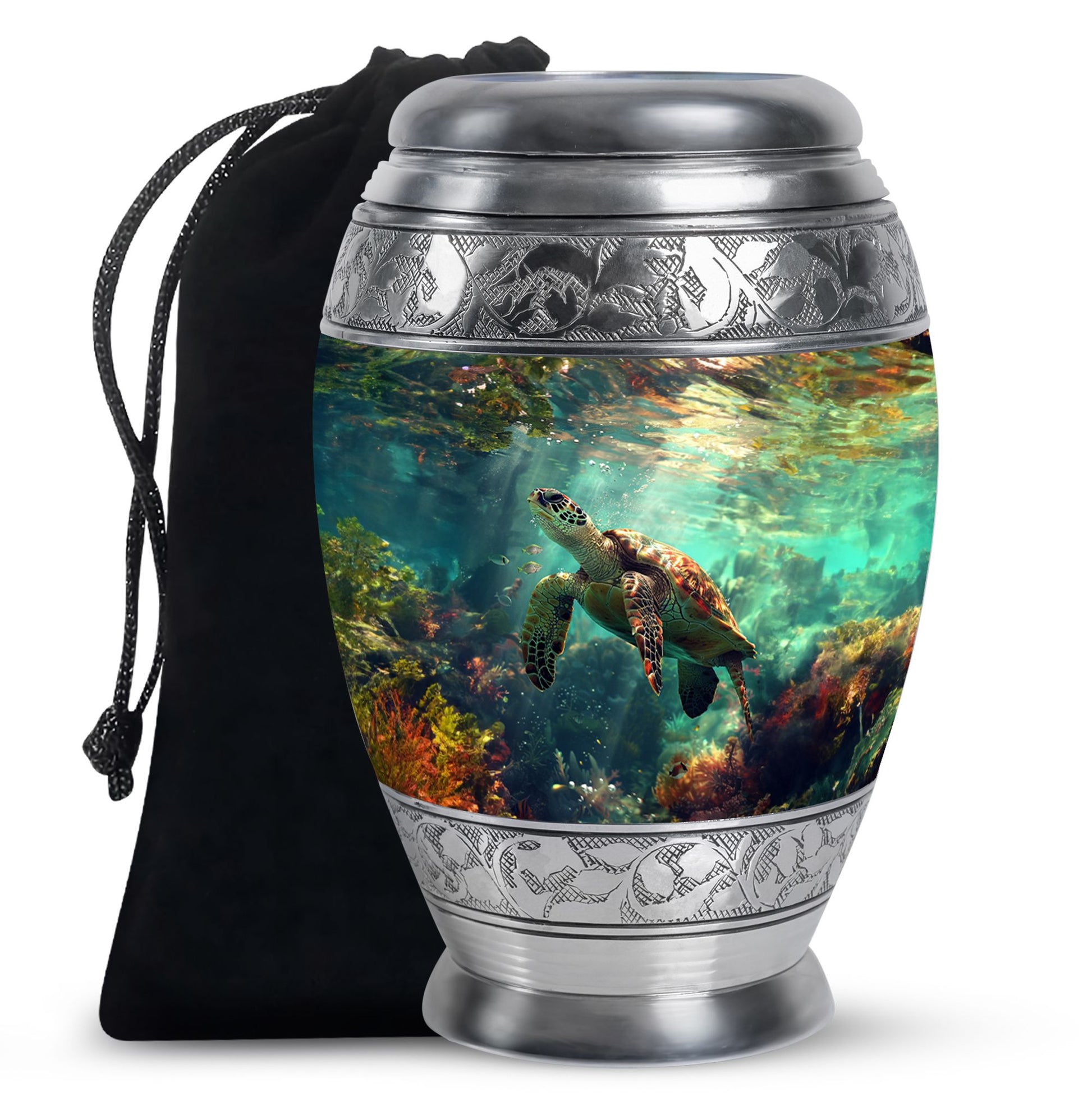 Tortoise Theme Large Urn 10 Inch
