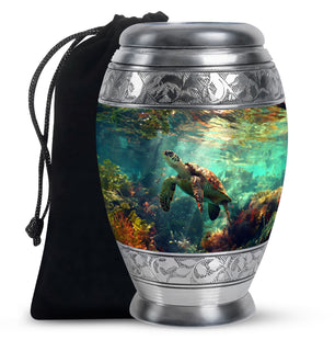 Tortoise Theme Large Urn 10 Inch