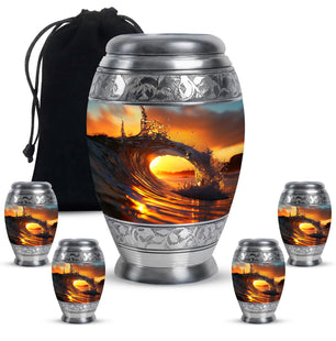 Sea Theme Large Urn With 4 Keepsake Urn