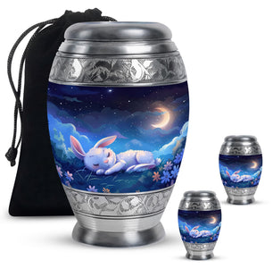 Rabbit Theme Large Urn With 2 Keepsake Urn