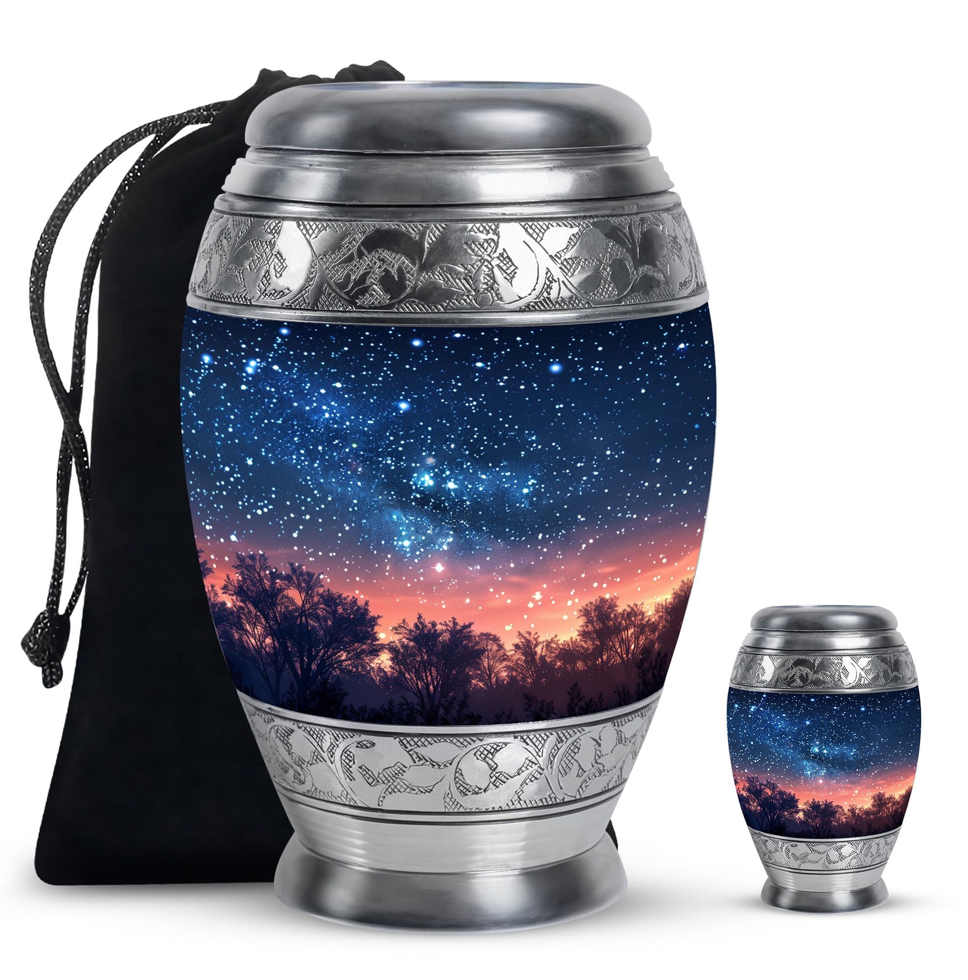 Majestic Sky Theme Large Urn With 1 Keepsake Urn