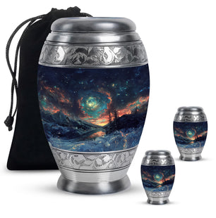 Majestic Sky Theme Large Urn With 2 Keepsake Urn