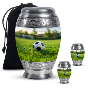 Foothball Theme Large Urn With 2 Keepsake Urn