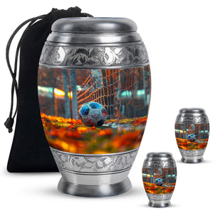Foothball Theme Large Urn With 2 Keepsake Urn