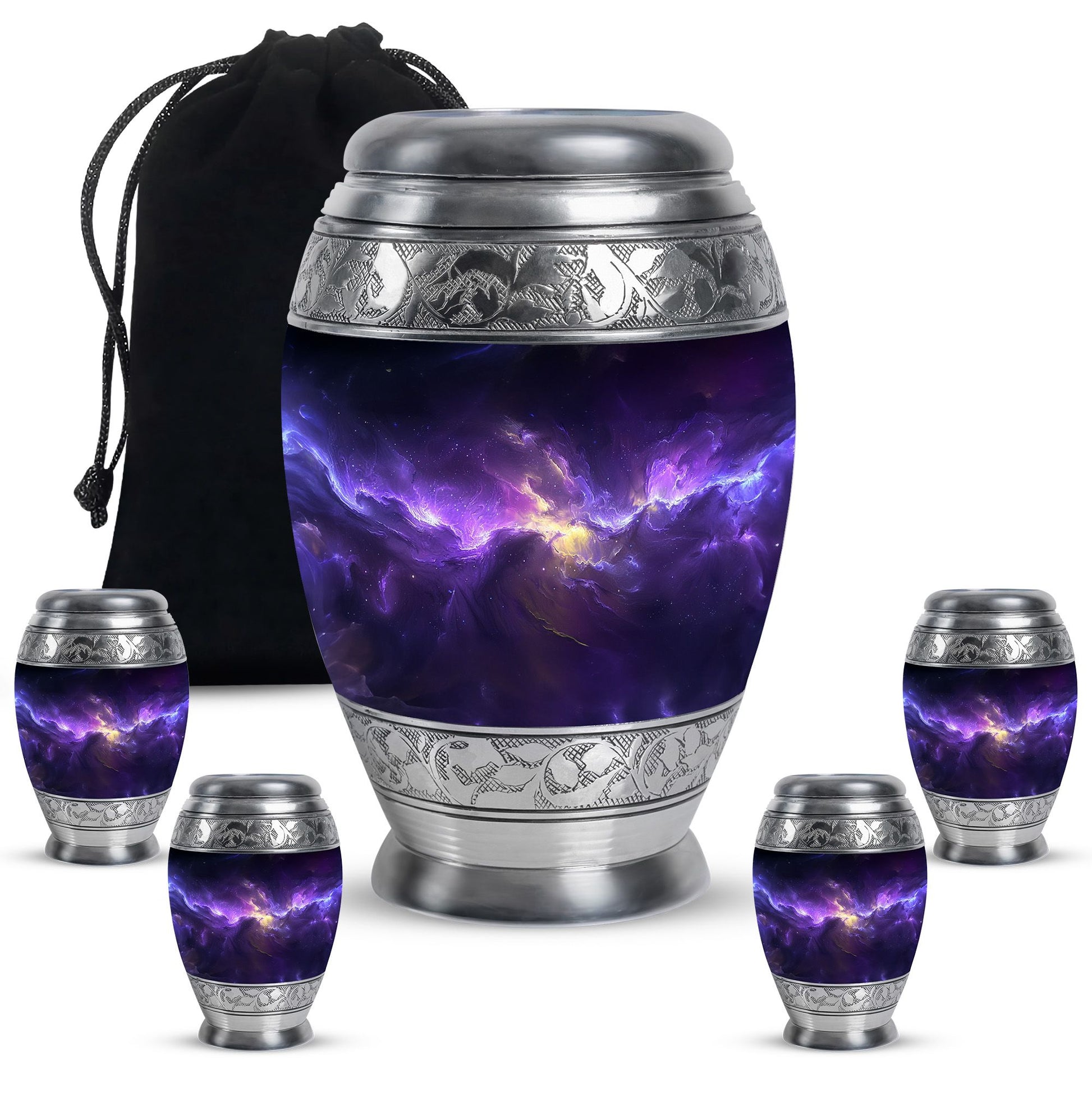 Galaxy Theme Large Urn With 4 Keepsake Urn