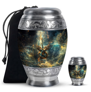 Guitar Theme Large Urn With 1 Keepsake Urn