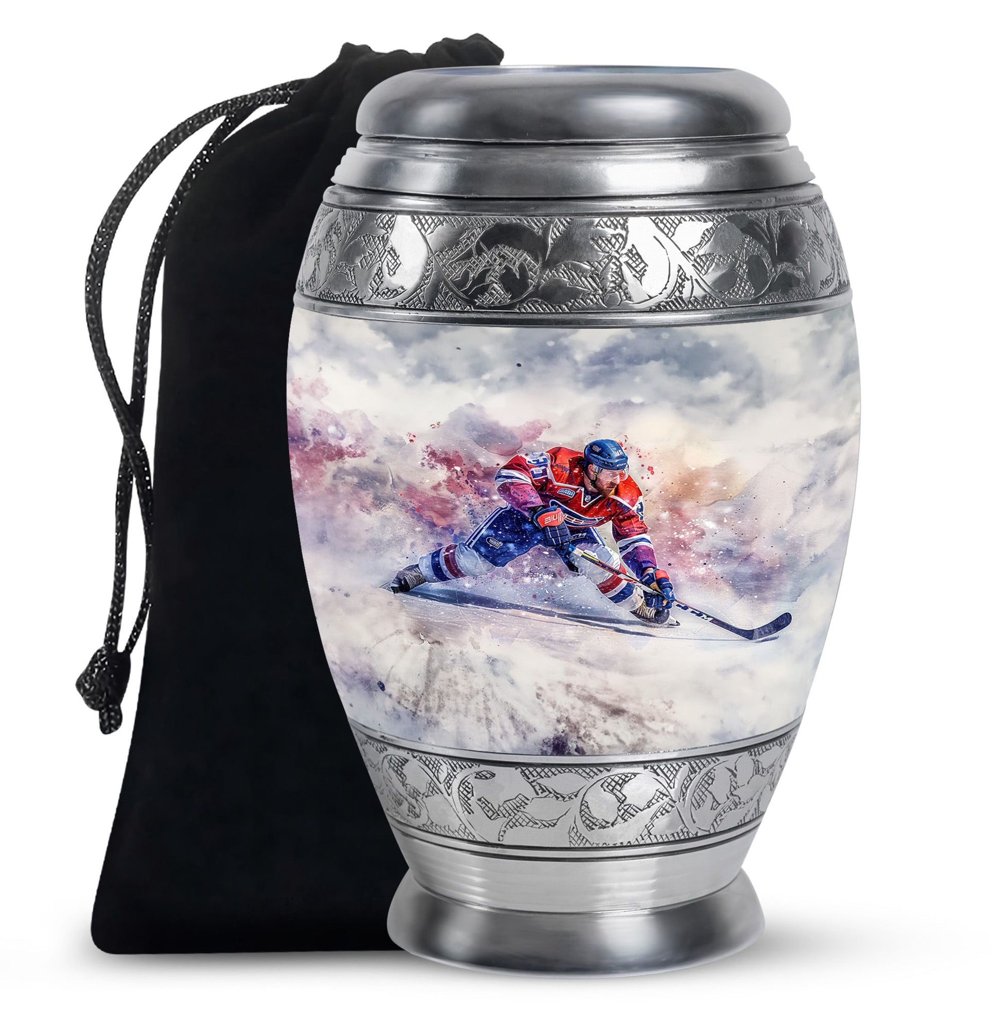 Ice Hockey Theme Large Urn 10 Inch