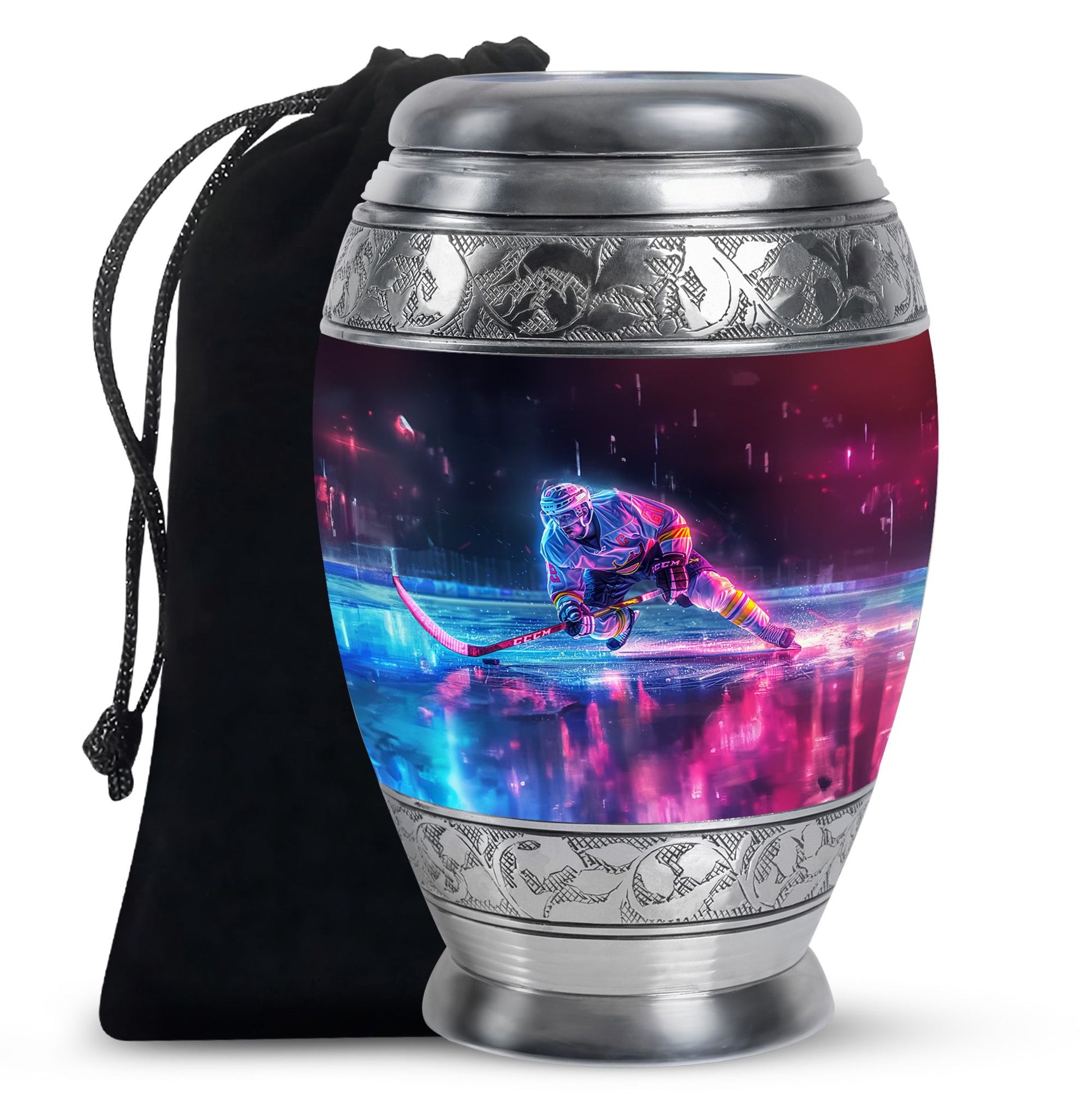 Ice Hockey Theme Large Urn 10 Inch