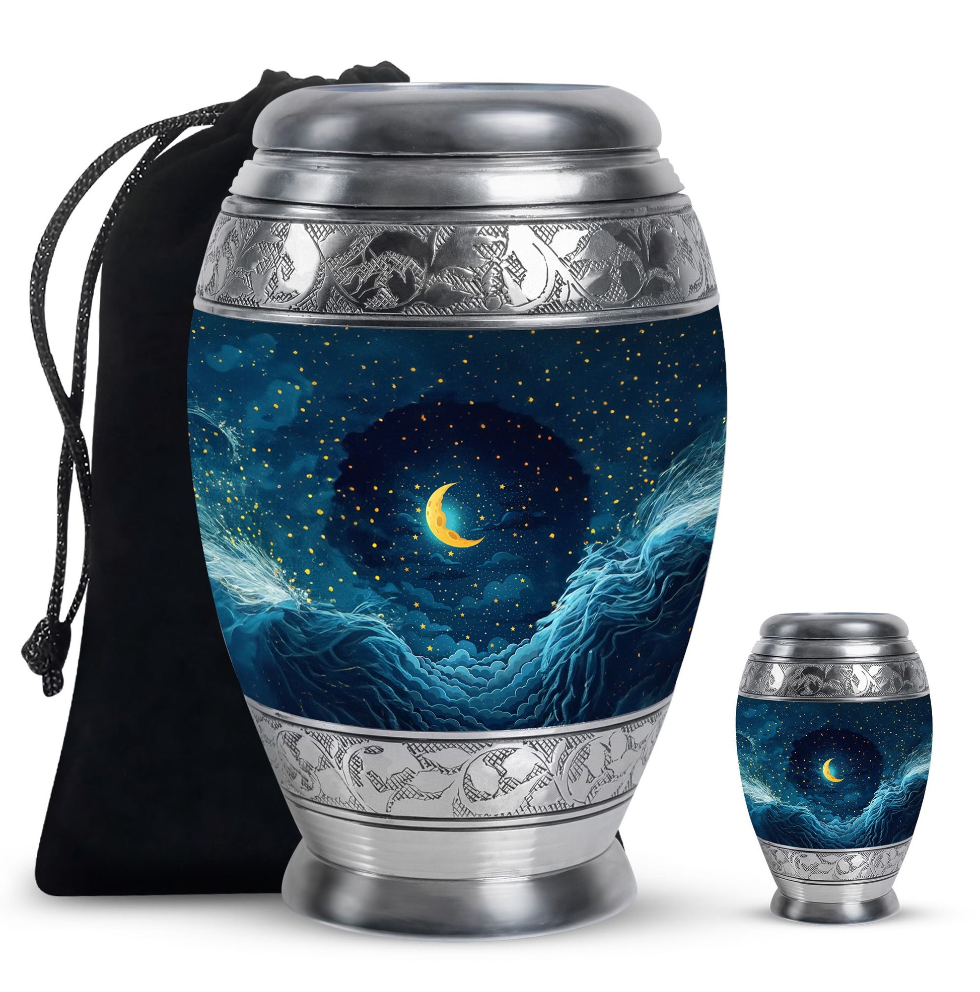Majestic Moon Theme Large Urn With 1 Keepsake Urn