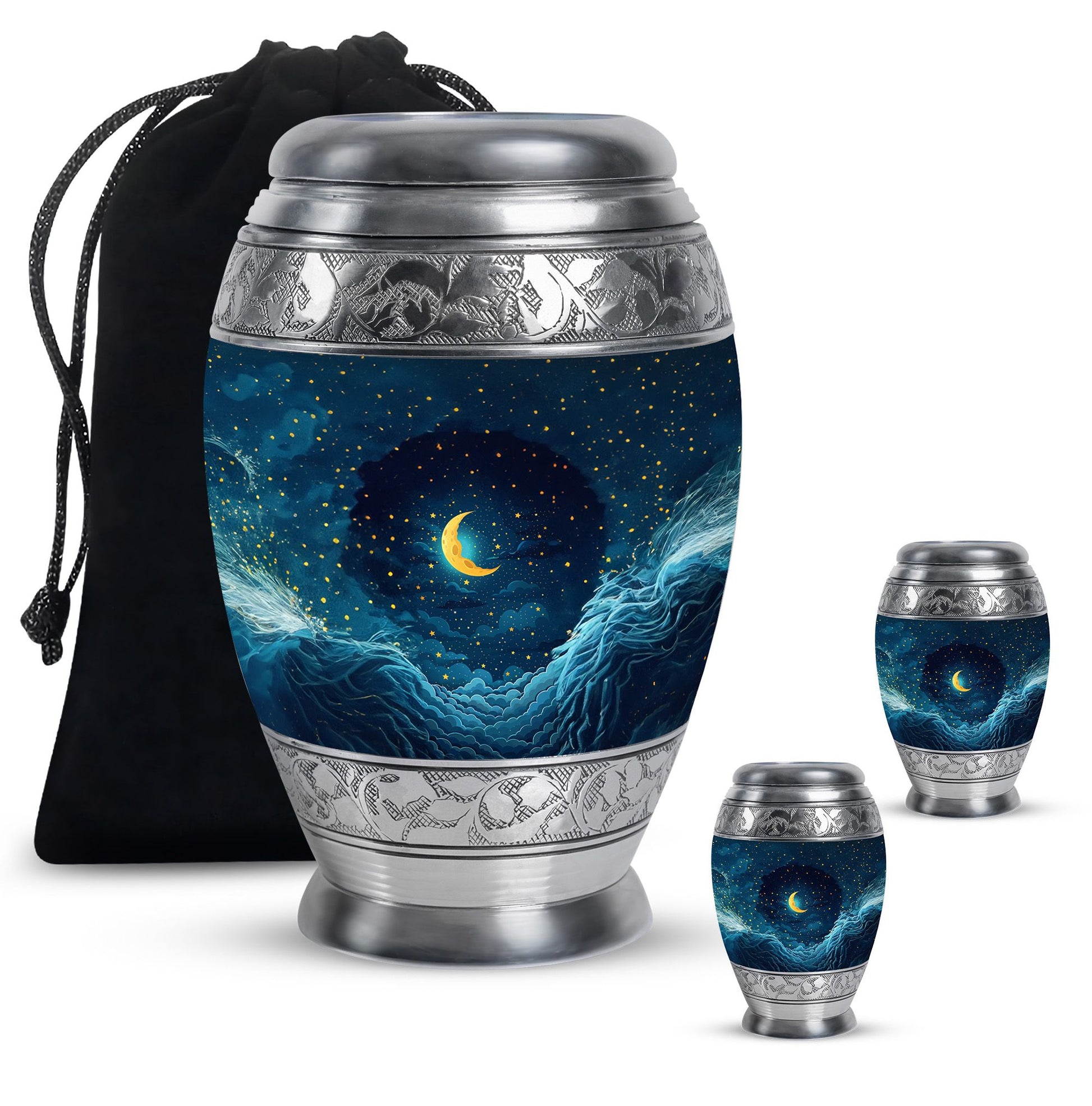 Majestic Moon Theme Large Urn With 2 Keepsake Urn
