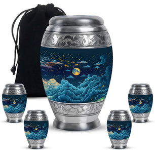 Majestic Moon Theme Large Urn With 4 Keepsake Urn
