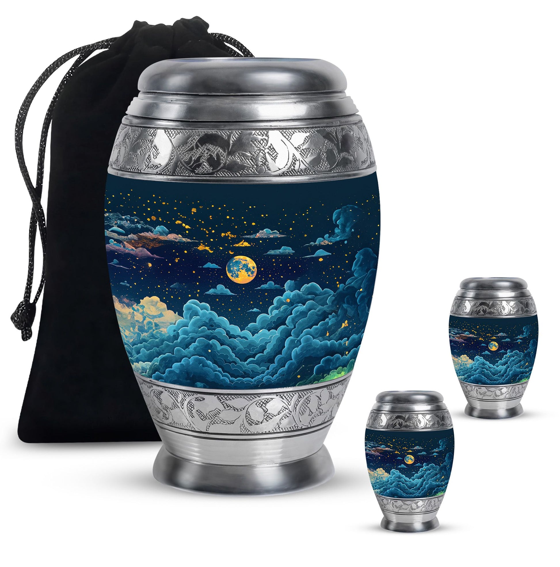 Majestic Moon Theme Large Urn With 2 Keepsake Urn