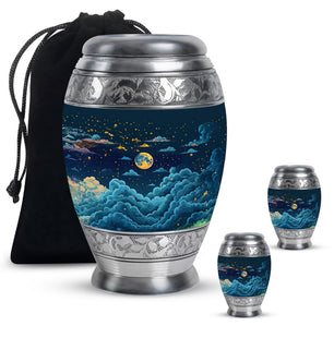 Majestic Moon Theme Large Urn With 2 Keepsake Urn